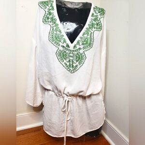 🧡NY & Company 7th Ave green/white blouse size small